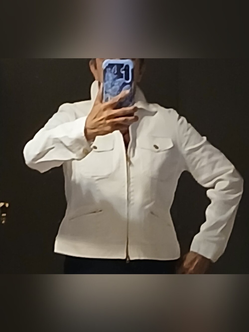 Vintage LAUREN JEANS CO. White Denim Utility Jacket. Size- L Petite.